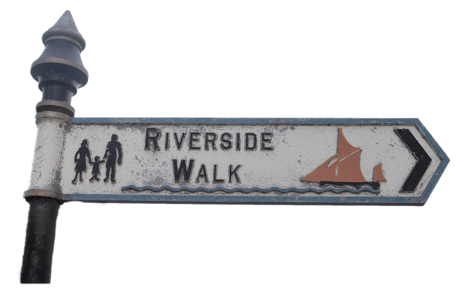Battersea Riverside Walk Sign Near the River Thames