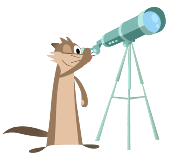 Luna's Pet Ferret Clyde Looking Through Telescope