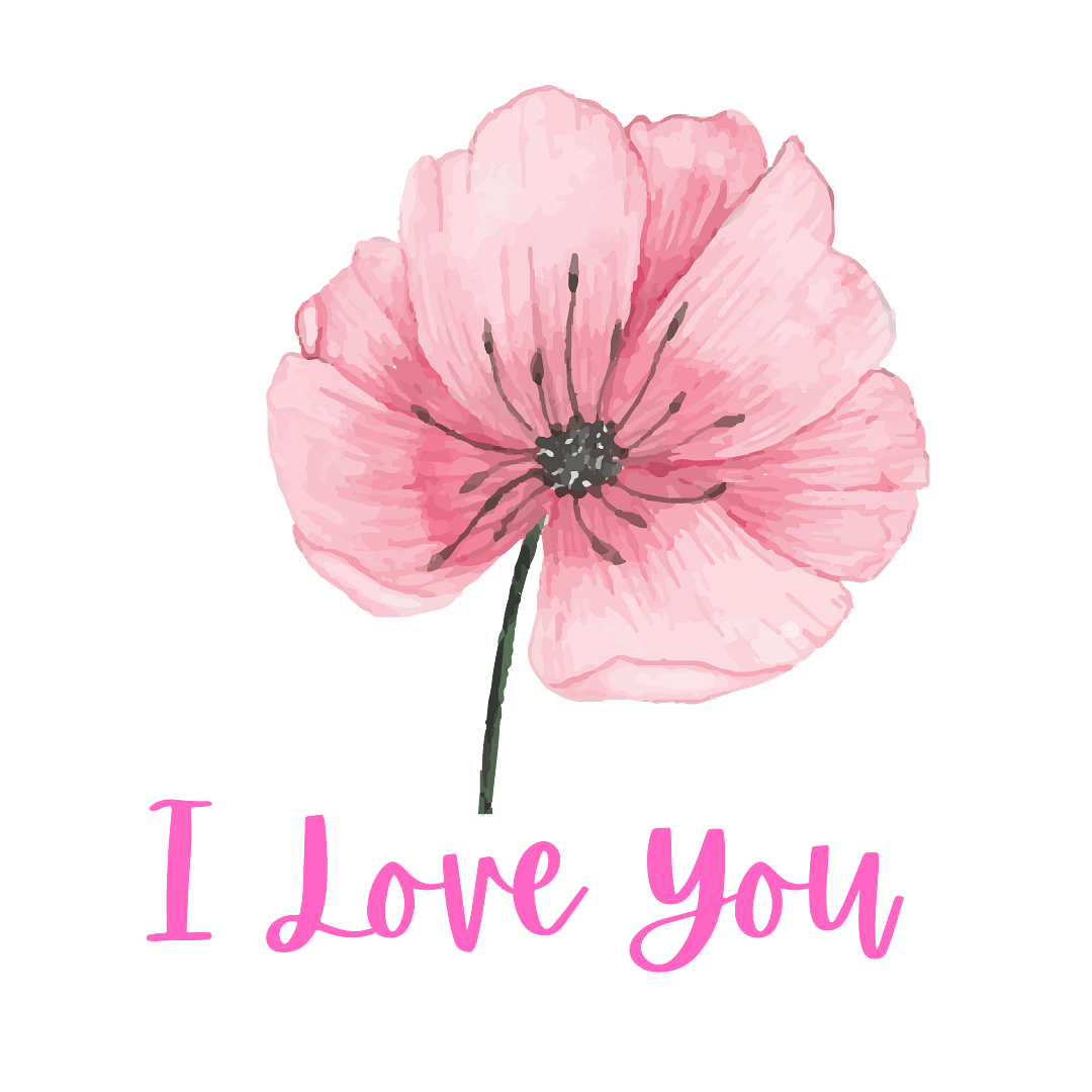 I Love You Retro Rose Flower