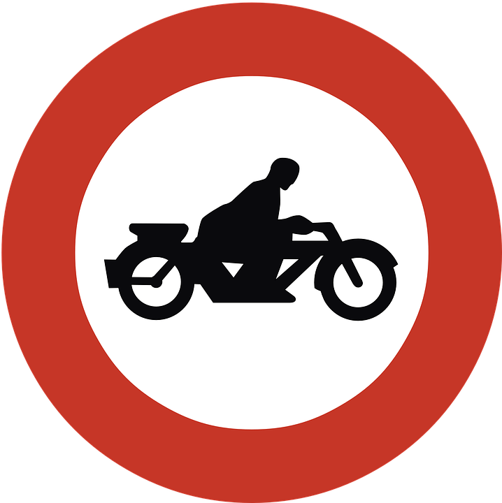 No Motorcycles Road Sign