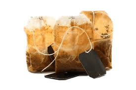 Used Teabags With Brown Label