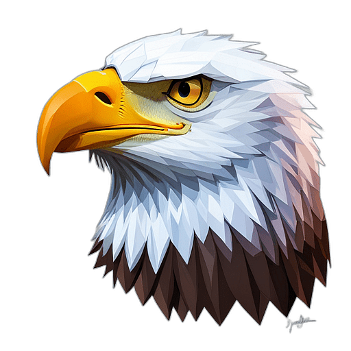Eagle, Cartoon Character - In The Style Of Pixar, Single View, No Shadow