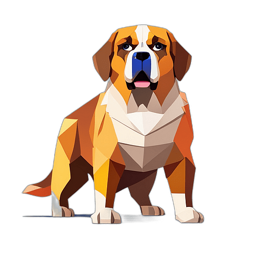 Saint Bernard, Children'S Cartoon Animation Style - Full Body, Single View, No Shadow