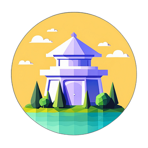 Tea House, Minimalist App Icon - Circle Icon Bevel Border