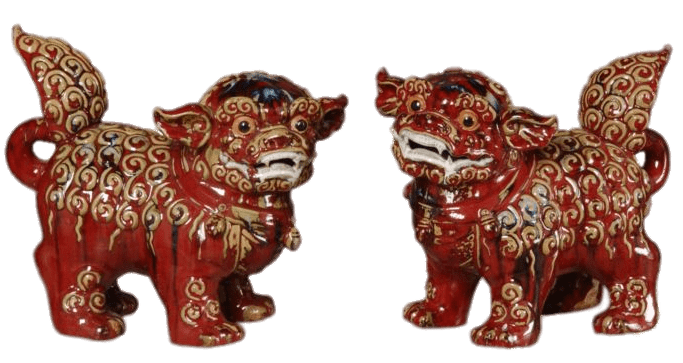 Red Foo Dog Figurines