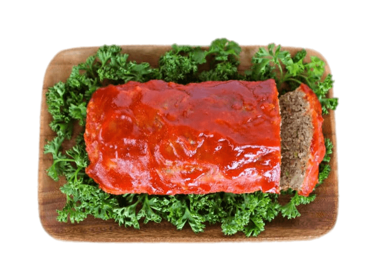 Meatloaf on A Wooden Tray