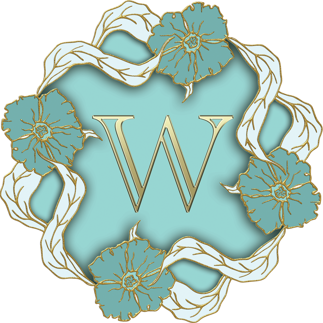 Flower Theme Capital Letter W