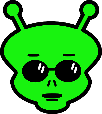 Green Alien Head with Glasses