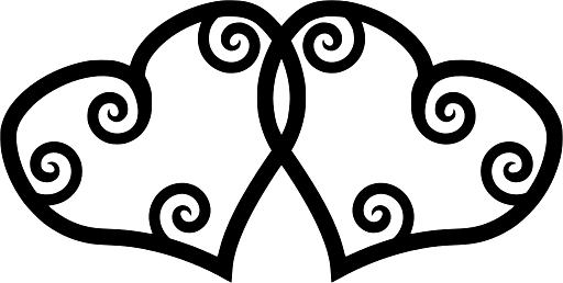 Love Two Curly Hearts Intertwined