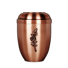 Copper Coloured Urn With Rose Emblem