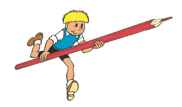 Jommeke Holding A Giant Pencil