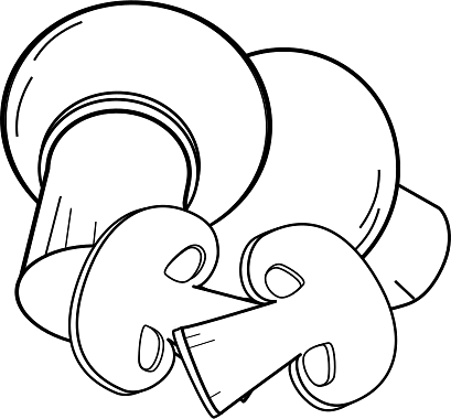 Sliced Button Mushrooms in Black and White