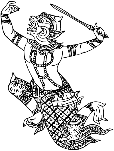 Hanuman Image in Black and White