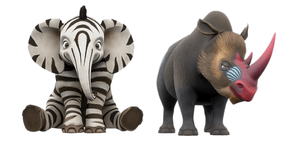 Zafari characters Zoomba and Renalda