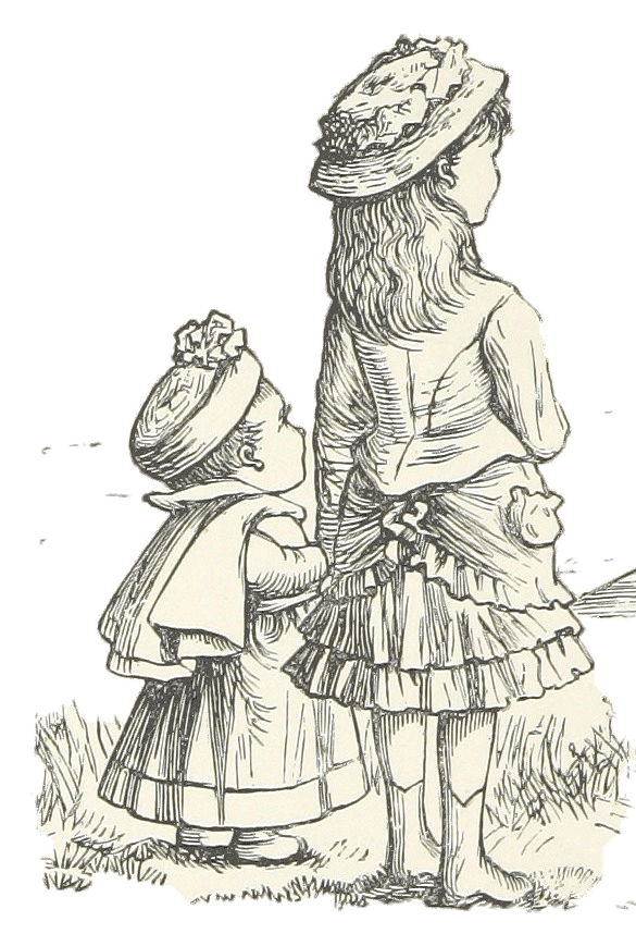Two Children Retro Illustration