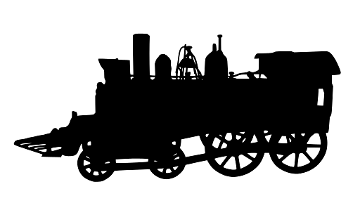 Silhouette of Train Locomotive Railroad Engine