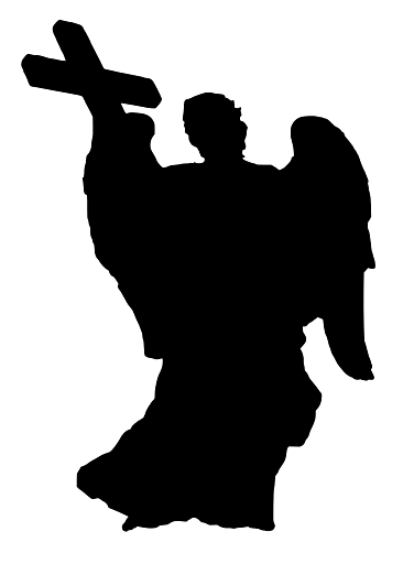 Silhouette of Angel Holding a Cross
