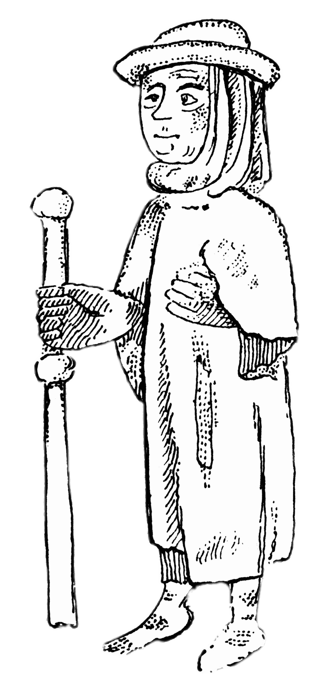 Pilgrim Black and White Illustration