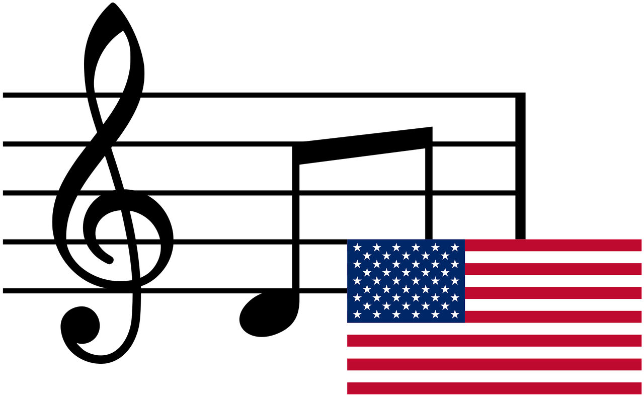 Musical Notes and Flag USA