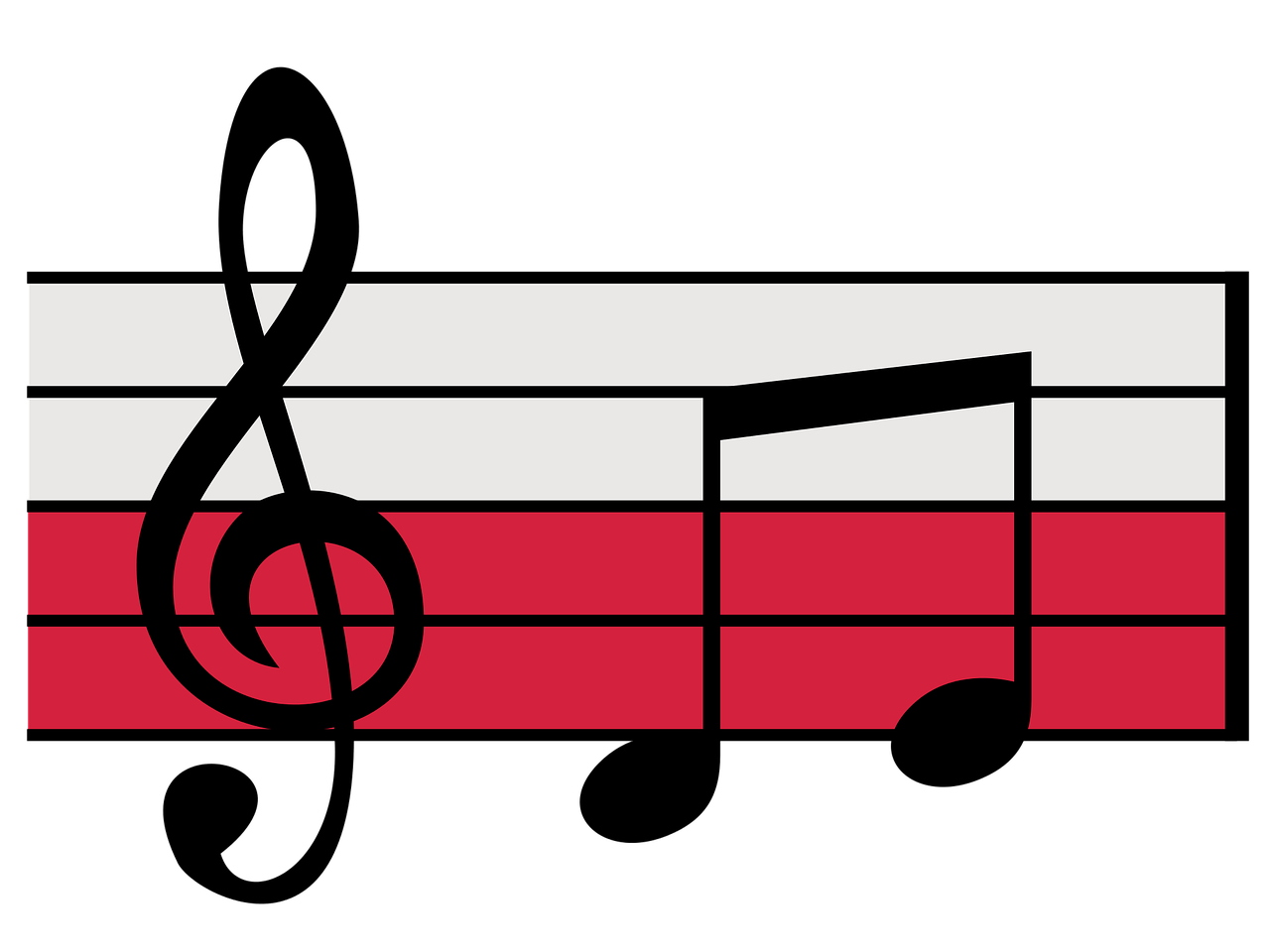 Musical Notes Red Background