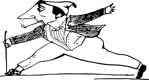 Edward Lear Drawing Man Taking Giant Step