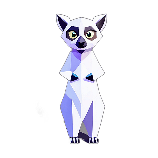 Lemur, Cartoon Character - In The Style Of Pixar, Single View, No Shadow