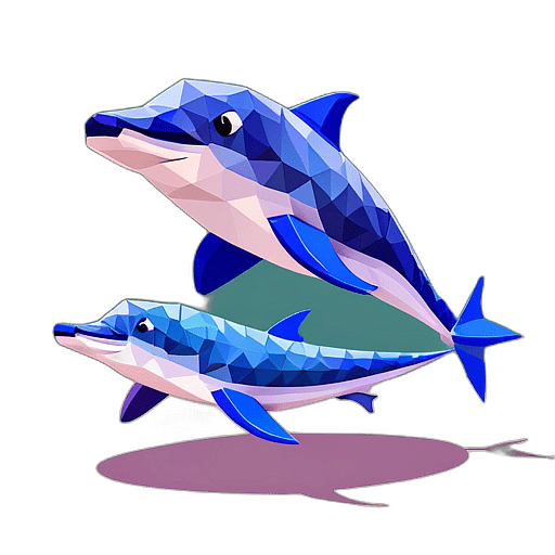 Dolphin, Cartoon Character - In The Style Of Pixar, Single View, No Shadow