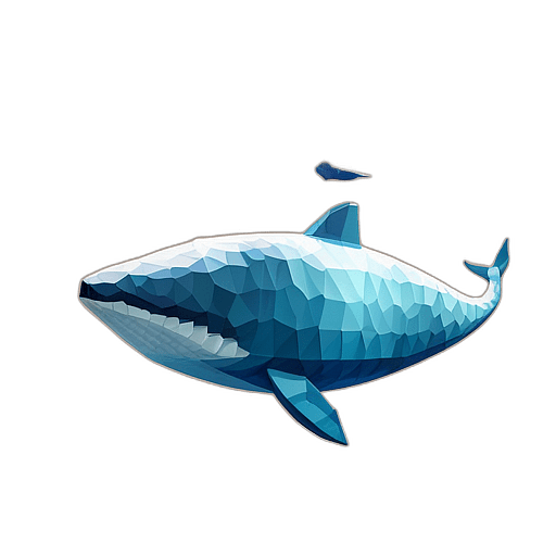 Whale, Cartoon Character - In The Style Of Pixar, Single View, No Shadow