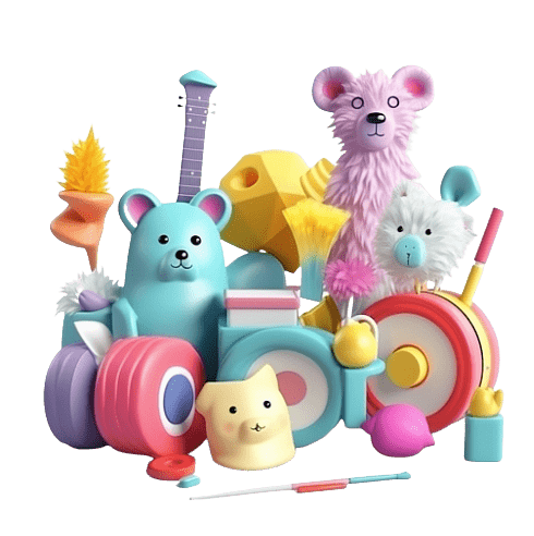 small set of colourful music toys