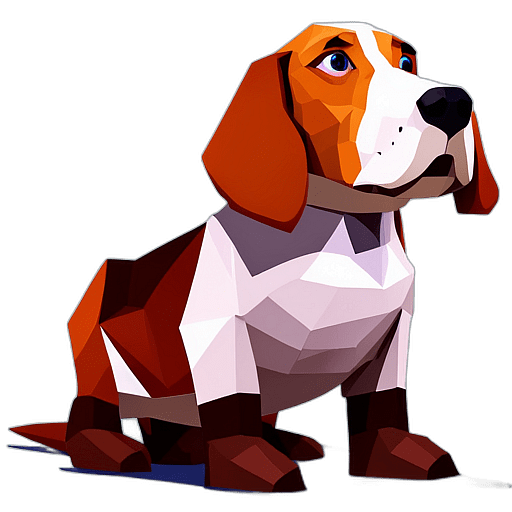 Basset Hound, Children'S Cartoon Animation Style - Full Body, Single View, No Shadow
