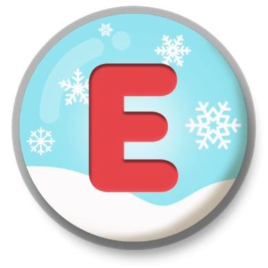 Letter E Snowy Roundlet