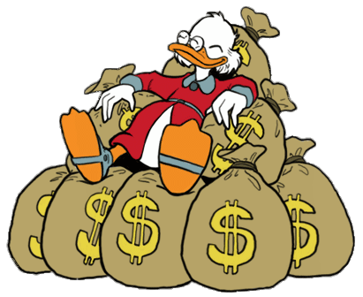 DuckTales Scrooge McDuck Lying on Money Bags