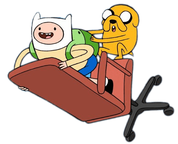 Adventure Time Finn and Jake Flying Around on A Desk Chair