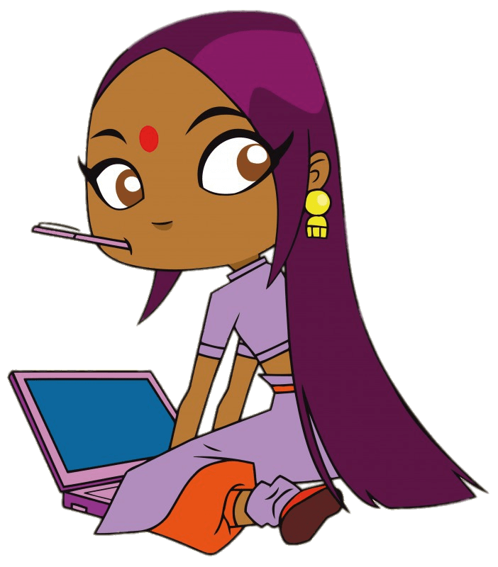 Sally Bollywood Working on Her Computer