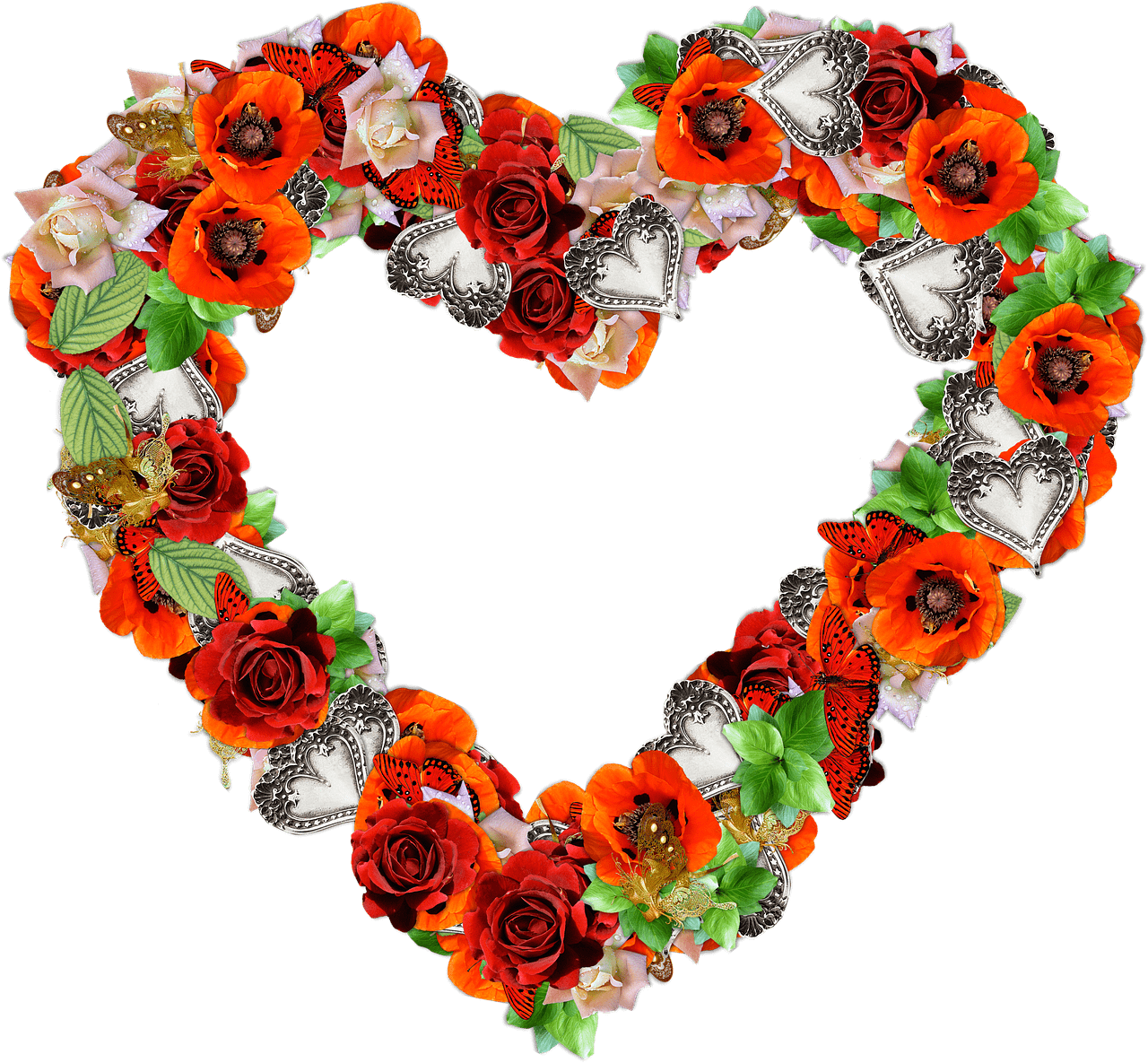 Heart Made Of Poppies and Roses