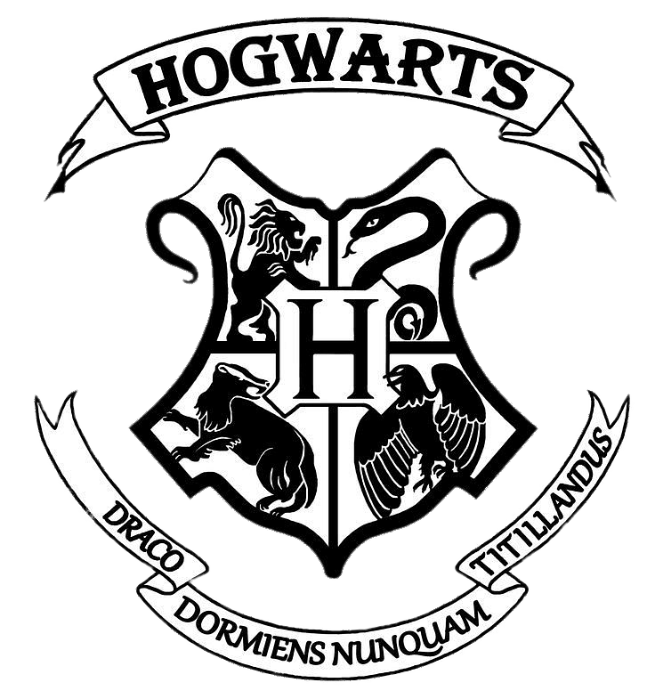 Hogwarts Logo Black and White
