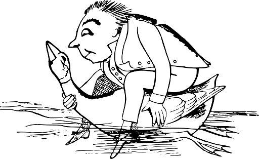 Edward Lear Drawing Man Sitting on a Goose's Back