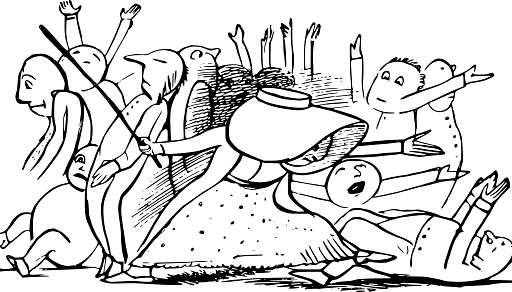 Edward Lear Drawing Woman Controlling the Men