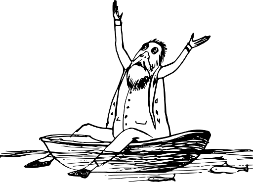 Edward Lear Drawing Man Lost at Sea