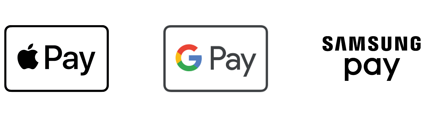 Apple Pay Google Pay Samsung Pay Logos Payment Methods