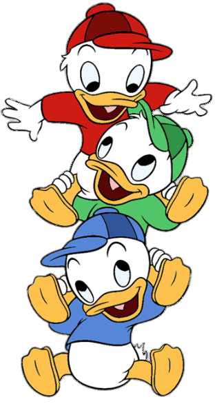 DuckTales Huey, Dewey and Louie on Each Others Shoulders