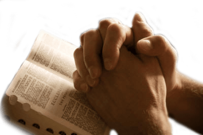 Hands Praying on Bible