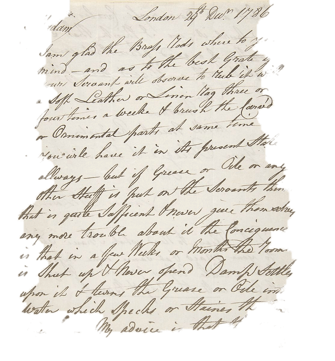 Vintage Letter Fragment Torn Paper London 1786