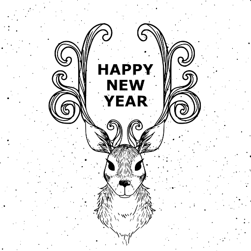 Happy New Year Deer Antlers