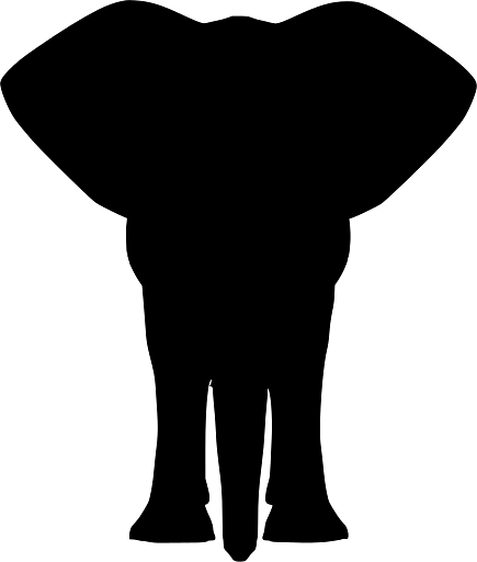 Silhouette Front View of Elephant with Large Ears