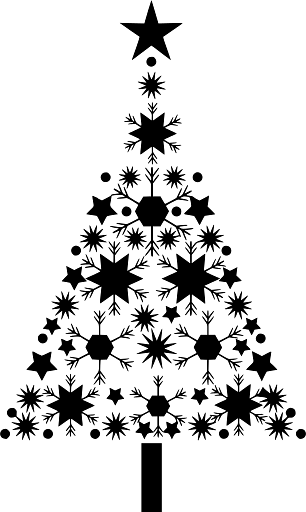 Abstract Christmas Tree with Snowflake Design