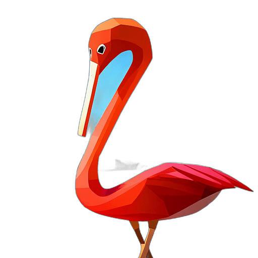 Flamingo, Cartoon Character - In The Style Of Pixar, Single View, No Shadow