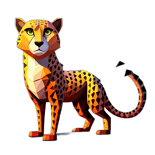 Cheetah, Cartoon Character - In The Style Of Pixar, Single View, No Shadow