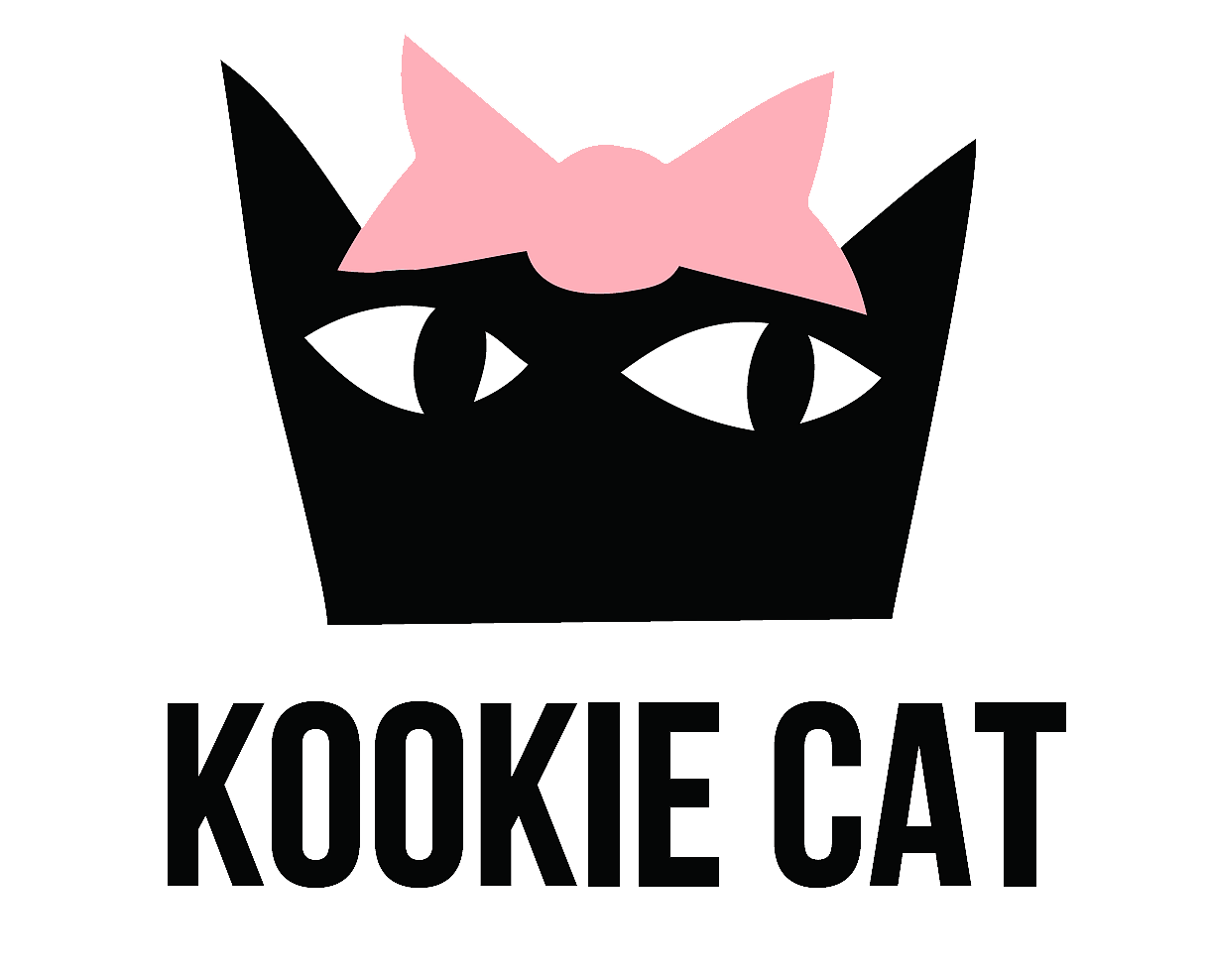 Kookie Cat logo pink bow