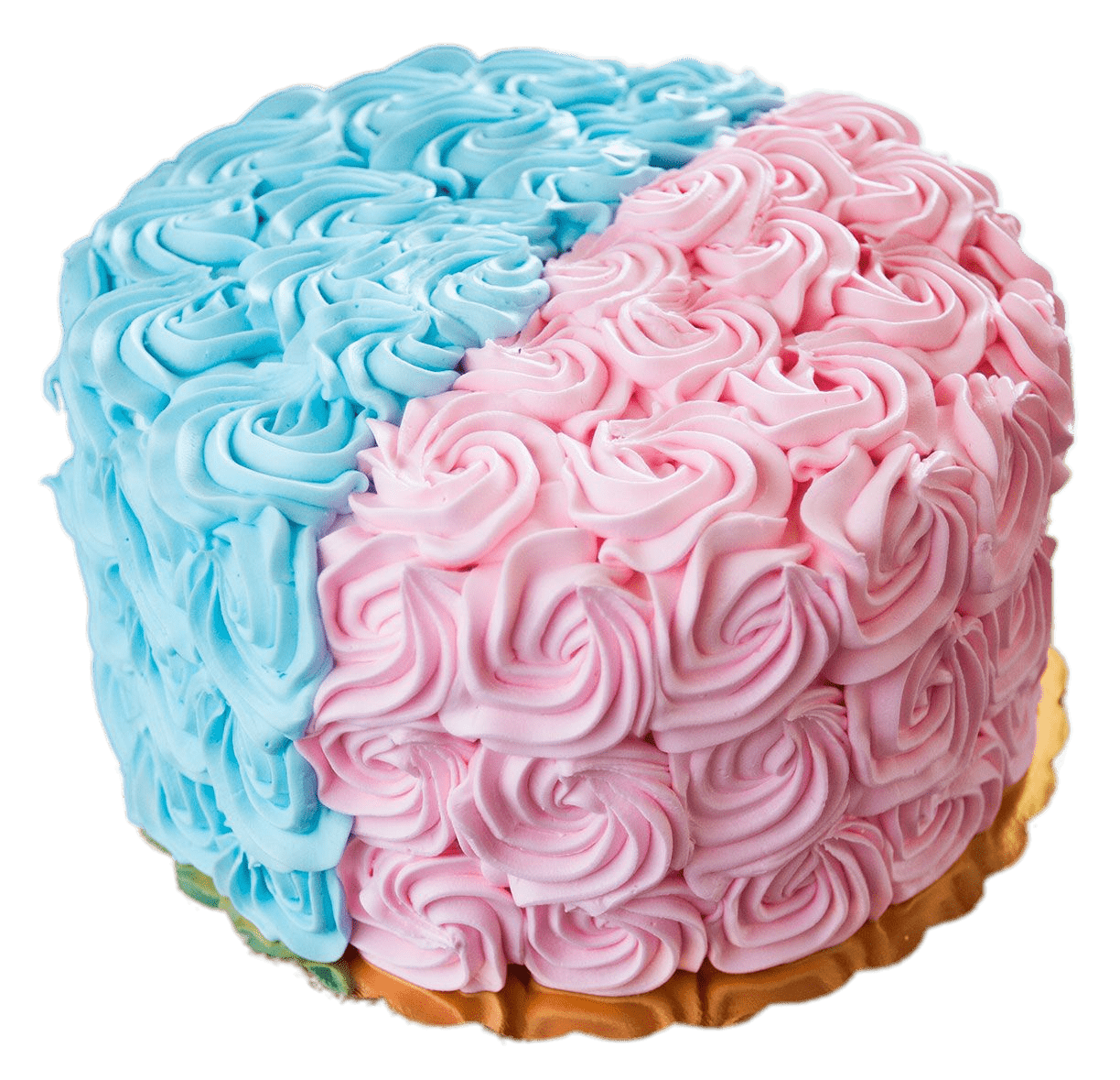 Gender Revealing Cake Pink and Blue Rosettes